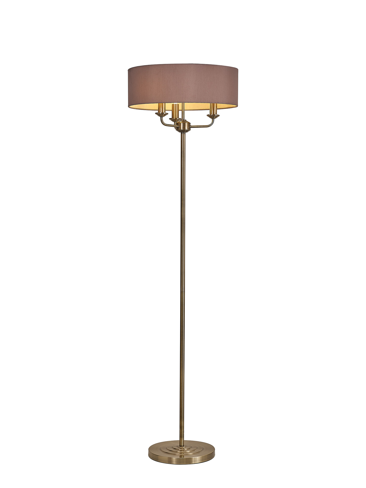 DK0906  Banyan 45cm 3 Light Floor Lamp Antique Brass; Taupe